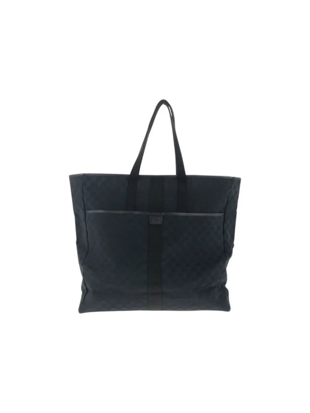Gucci Black Silver GG Canvas Leather Tote Shoulder Bag